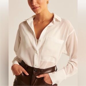 Abercrombie and Fitch sheer button up shirt white oversized small s spring